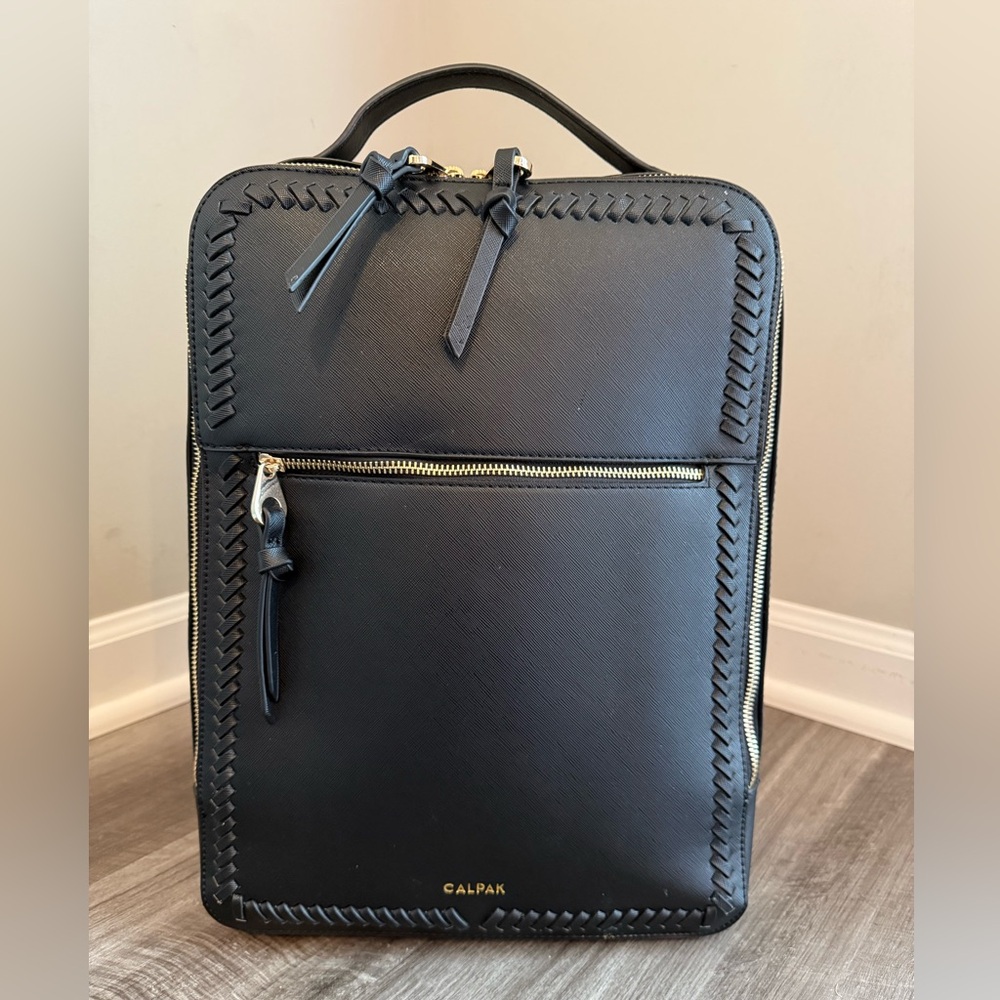 Calpak Black Backpack with Braided Trim